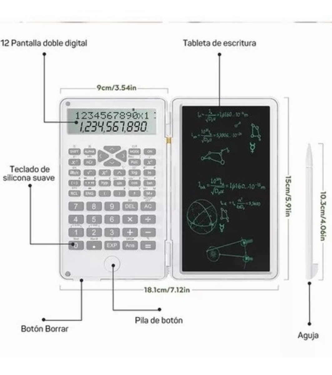 Calculadora Científica C/tablet Inteligente Y 240 Funciones blanco