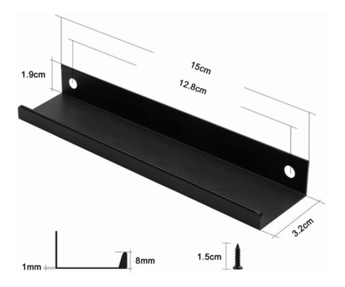 15 Cm Jaladera Oculta Perfil L Para Cajon Puerta Negro 10pzs