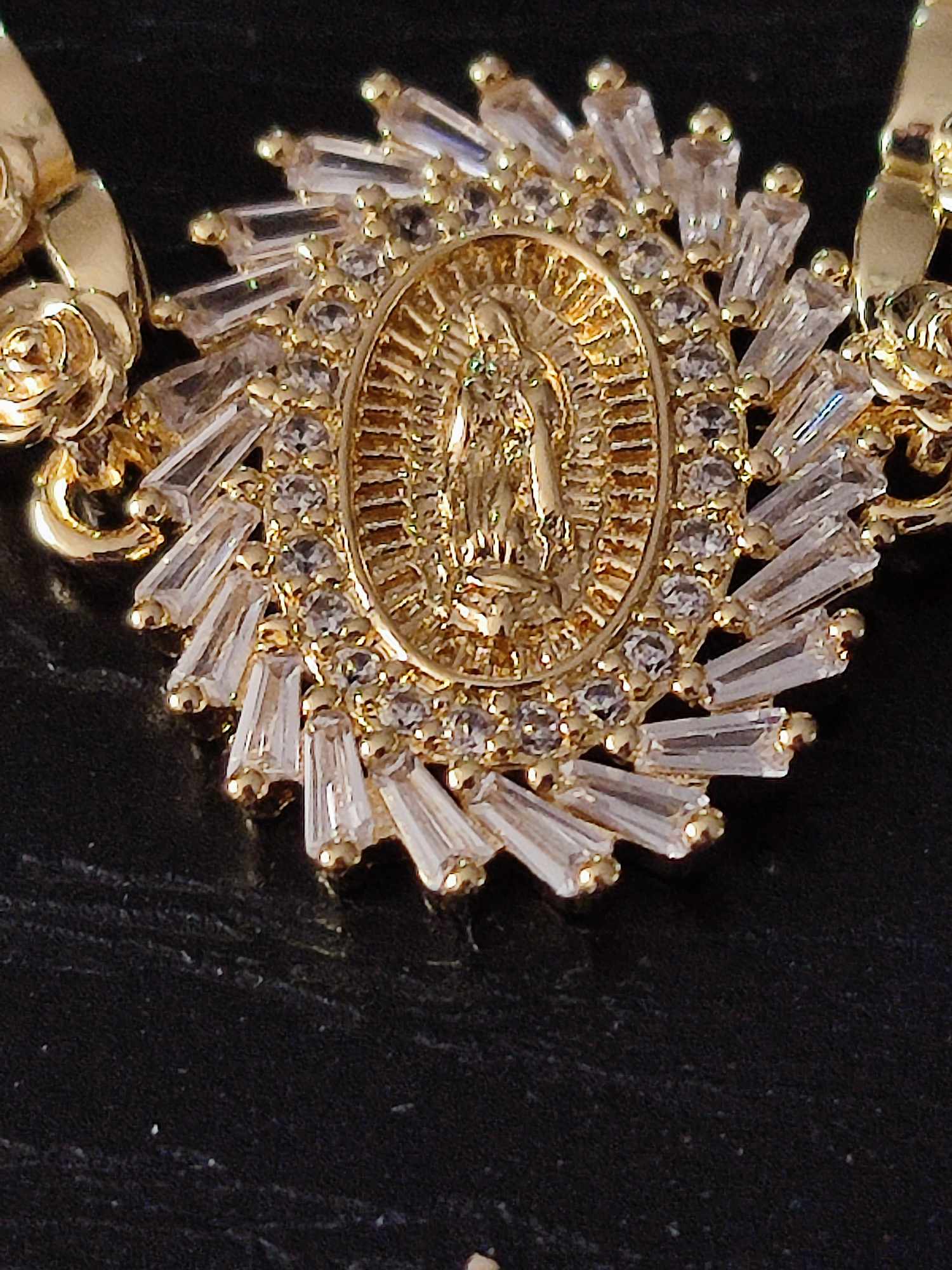 Pulsera Oro Laminado 18k,brazalete Virgen De Guadalupe,cadena dorada