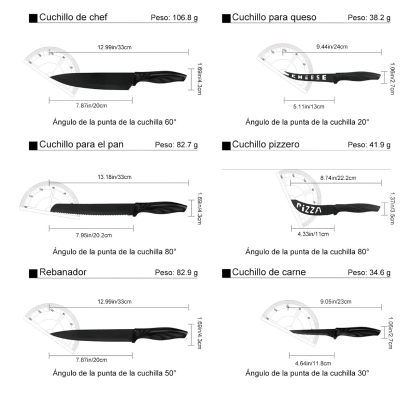 Juego de Cuchillos de Cocina Multifuncional de 17 Piezas.