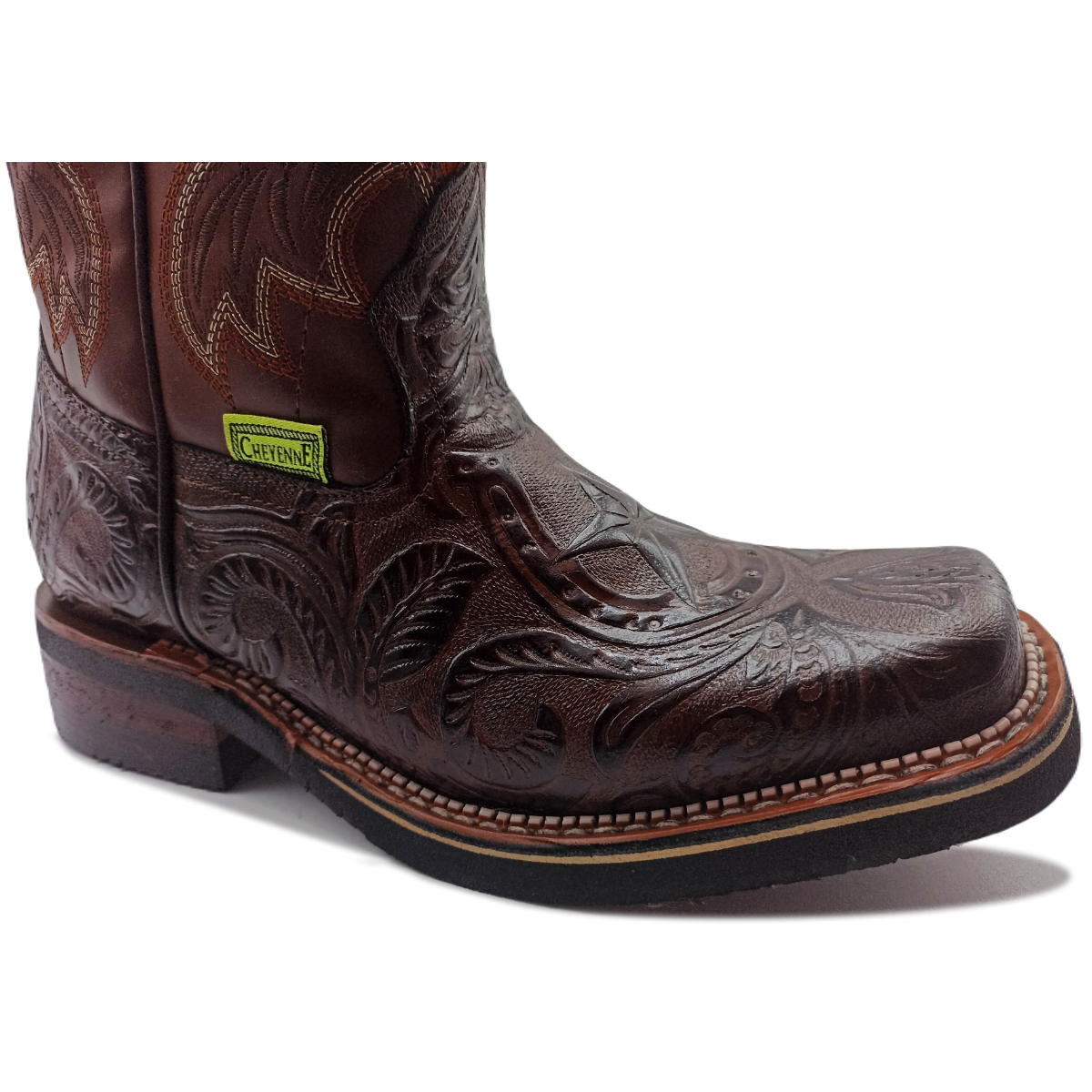 Bota Vaquera De Piel Grabada Estilo Charro Rodeo Trabajo 301