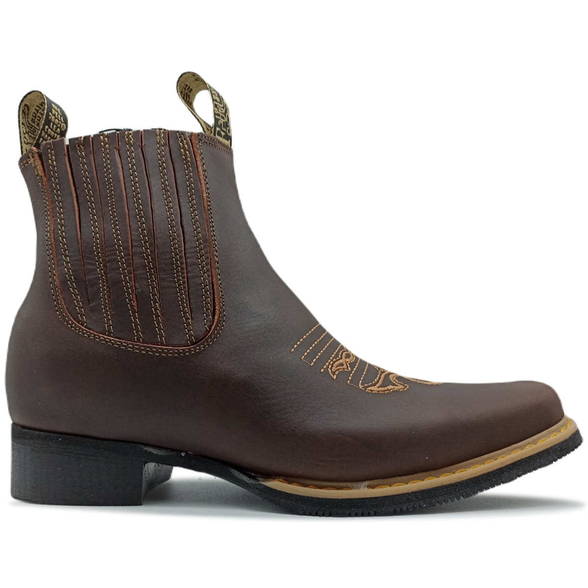 Botin Piel Charro Vaquero Suela Cosida Resistente 036