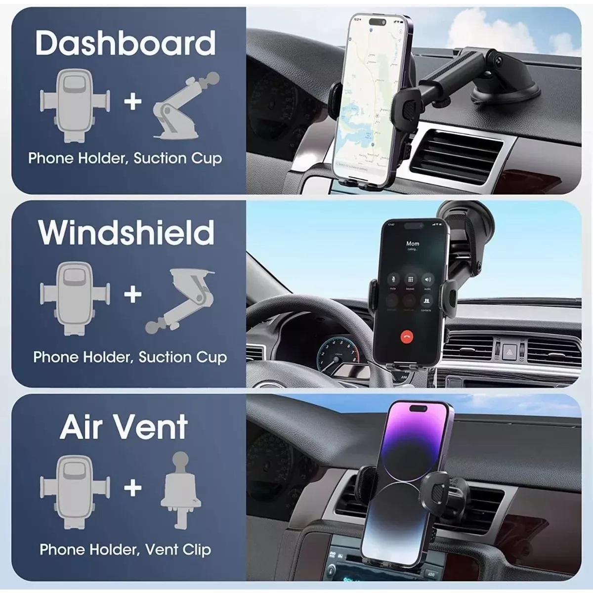 Soporte Para Celular Coche,porta Celular Carro 3en1 Estable