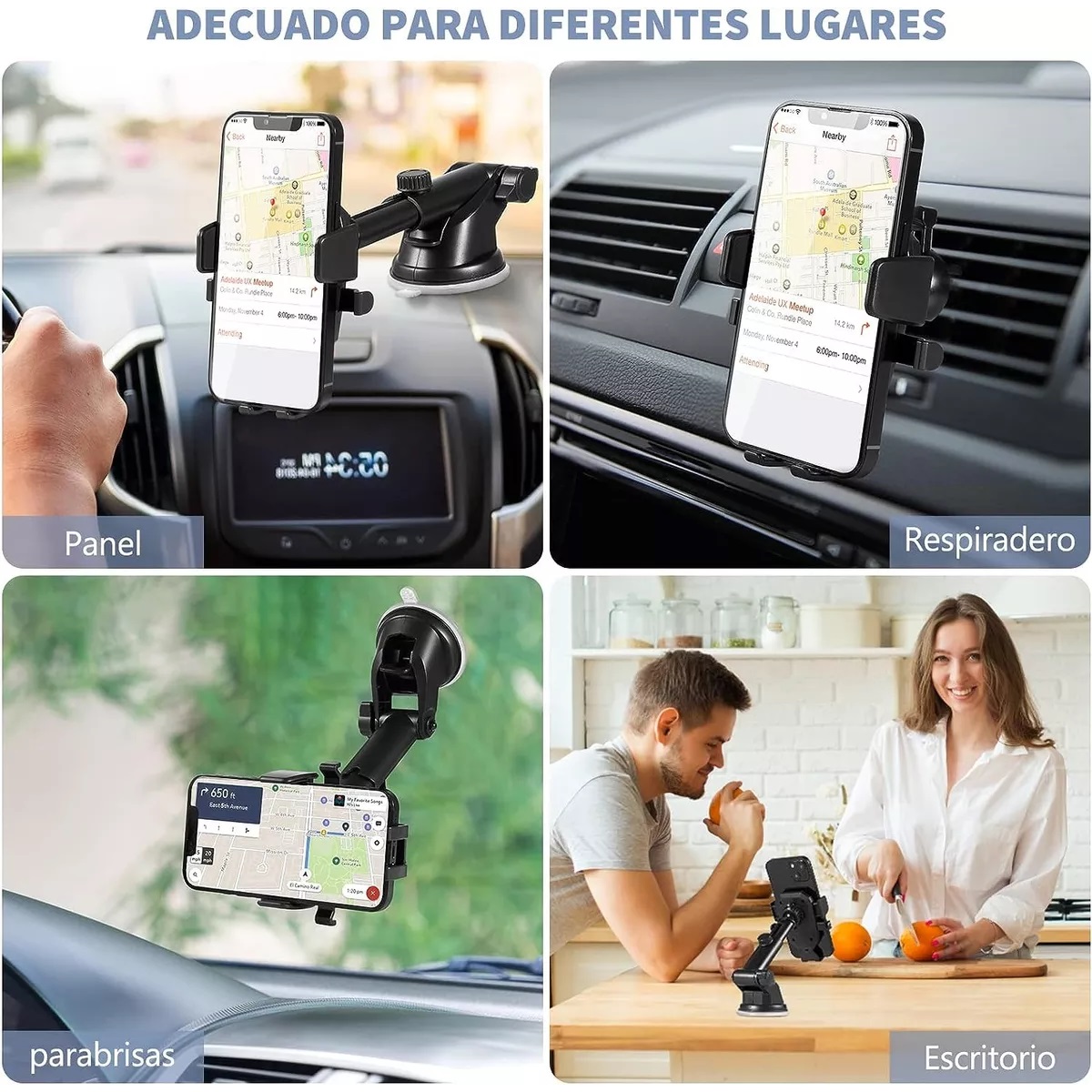 Soporte Para Celular Coche,porta Celular Carro 3en1 Estable
