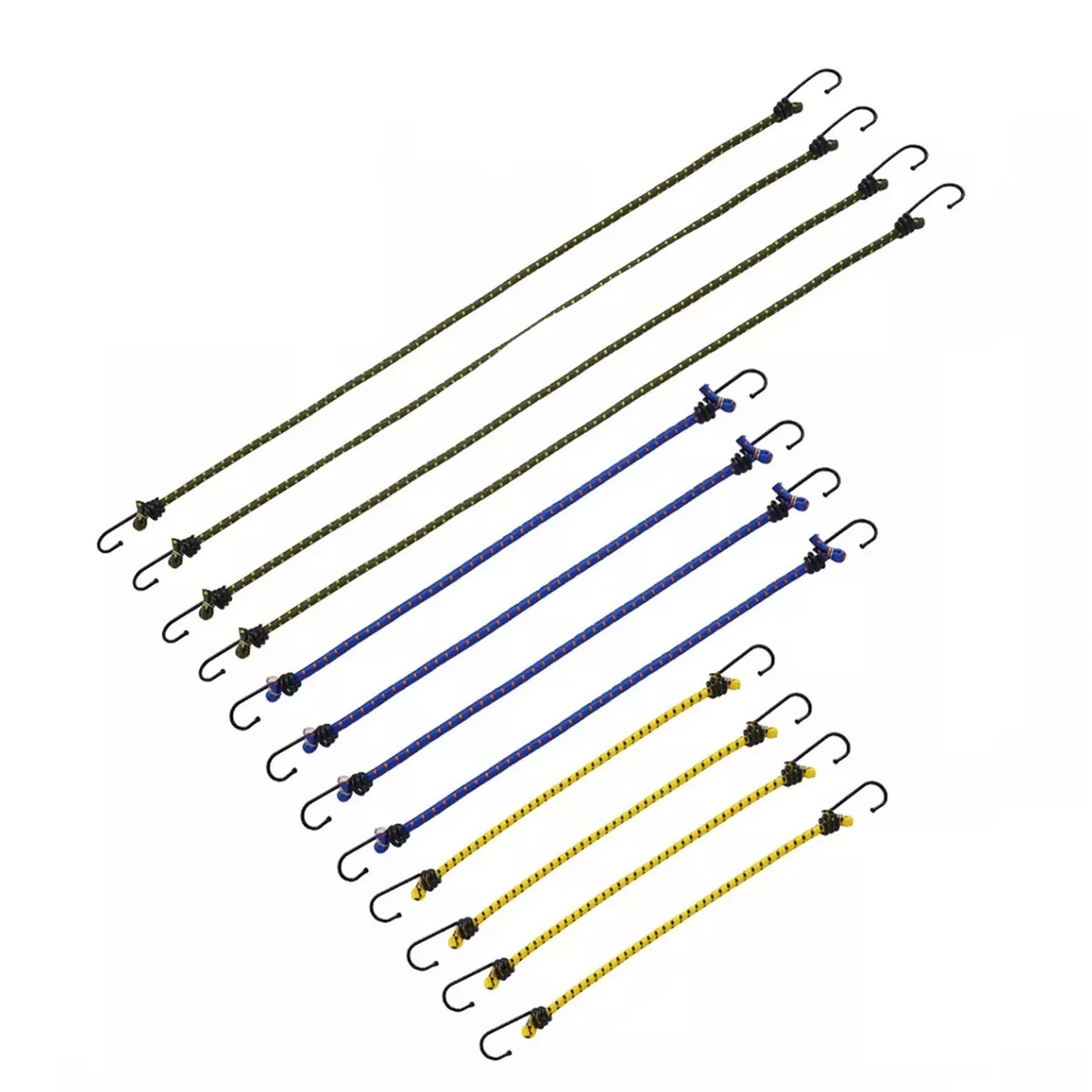 Set 12tensor Liga Elastica Ganchos Sujecion Carga Equipaje Lonas