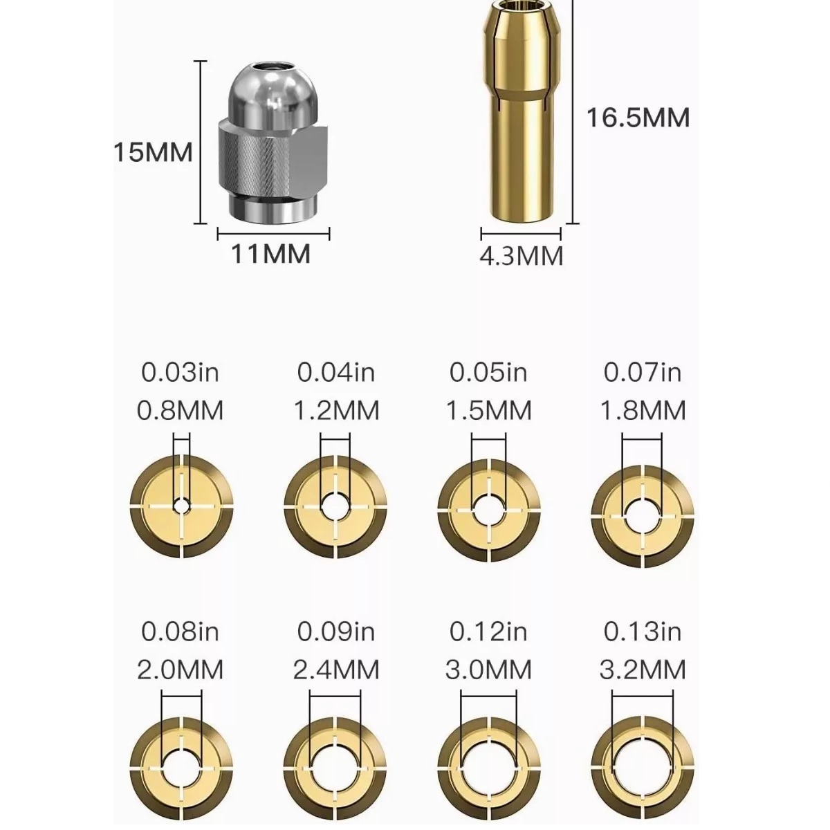 chuck (mandril) portabrocas para DREMEL 3000, 4000, Rosca Chuck: 9/32-40 -  MTLAB