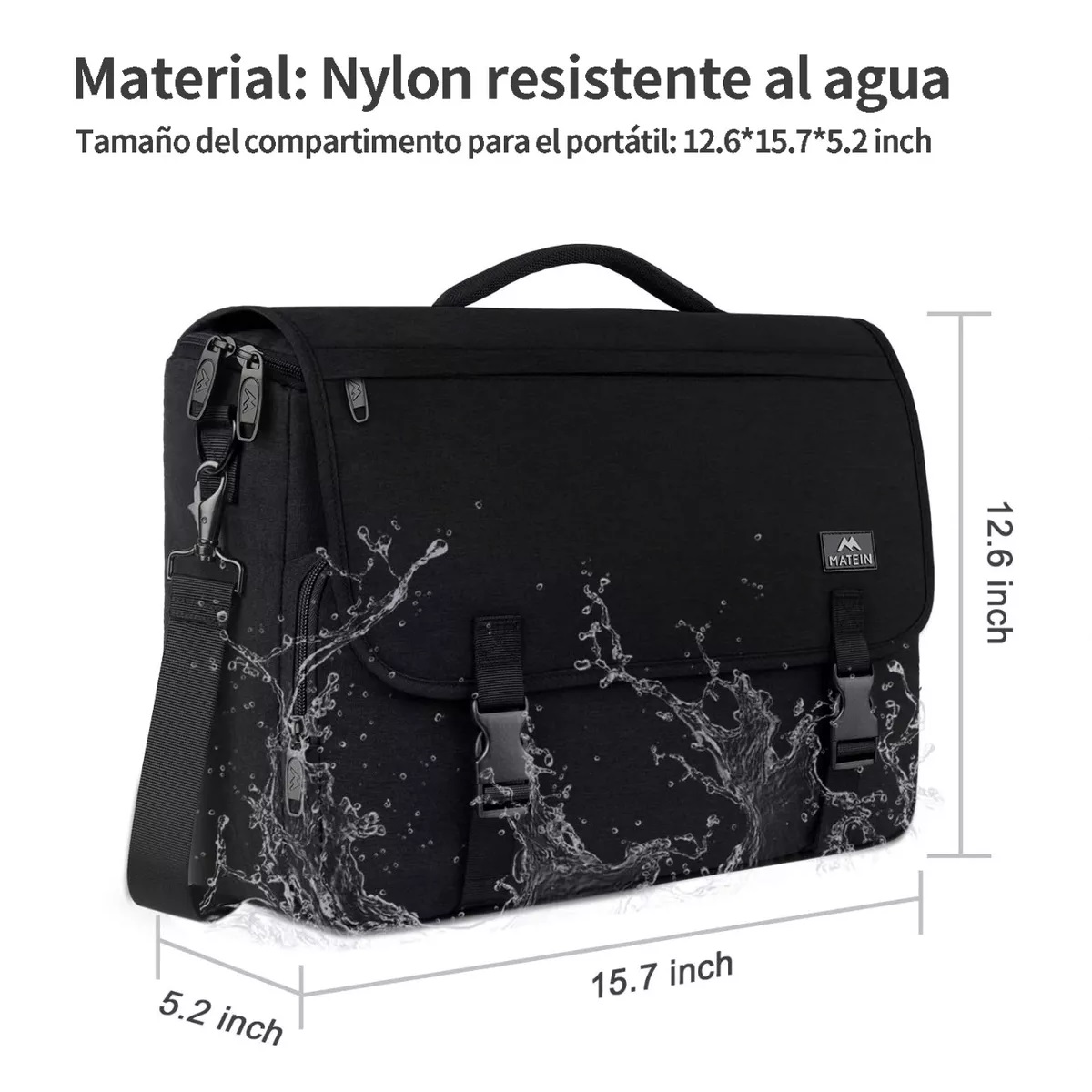 Maletin Portafolio Crossbody Para Laptop 15.6 Pulgada Hombre Negro