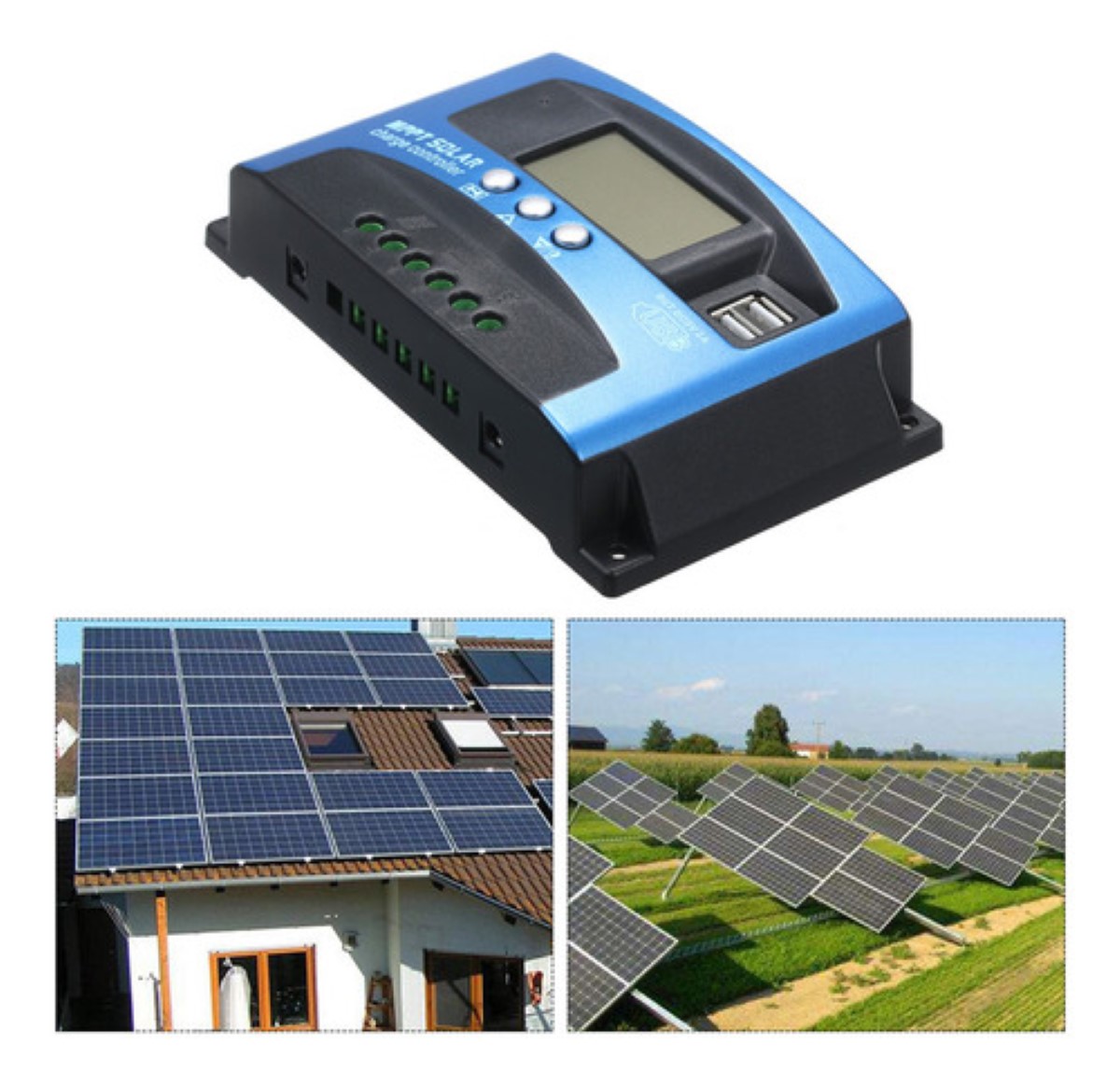 Controlador De Carga Solar Mppt 40a 12v/24v Automático azul