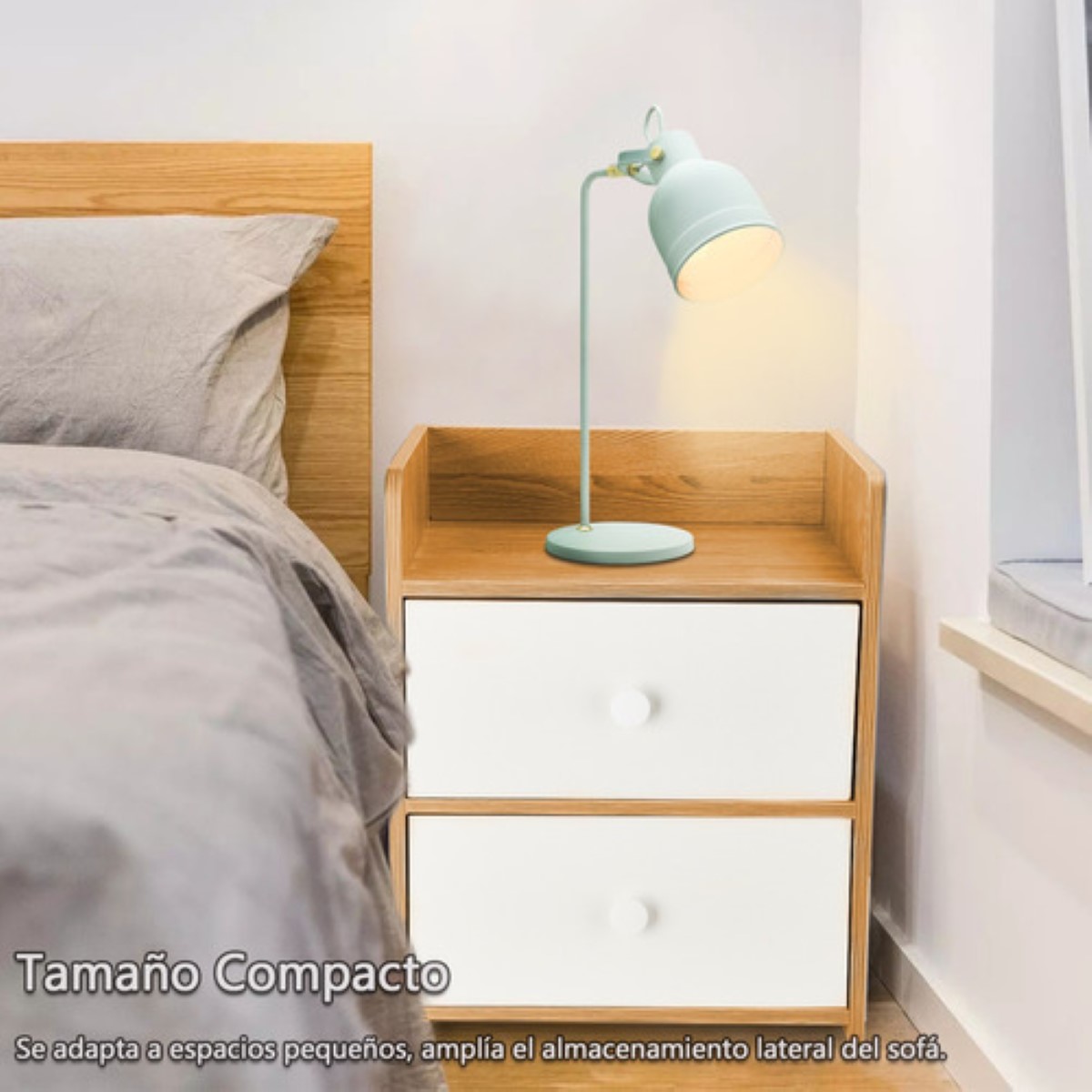 Mesita De Noche, Mesa Al Lado De La Cama Con 2 Cajones Amarillo