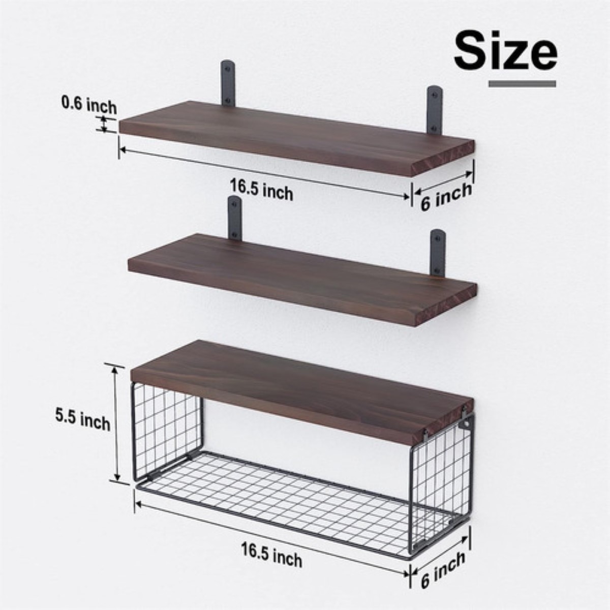 Set 4 Repisas Flotantes Minimalista Modernas 42*15 Con Cesta marron