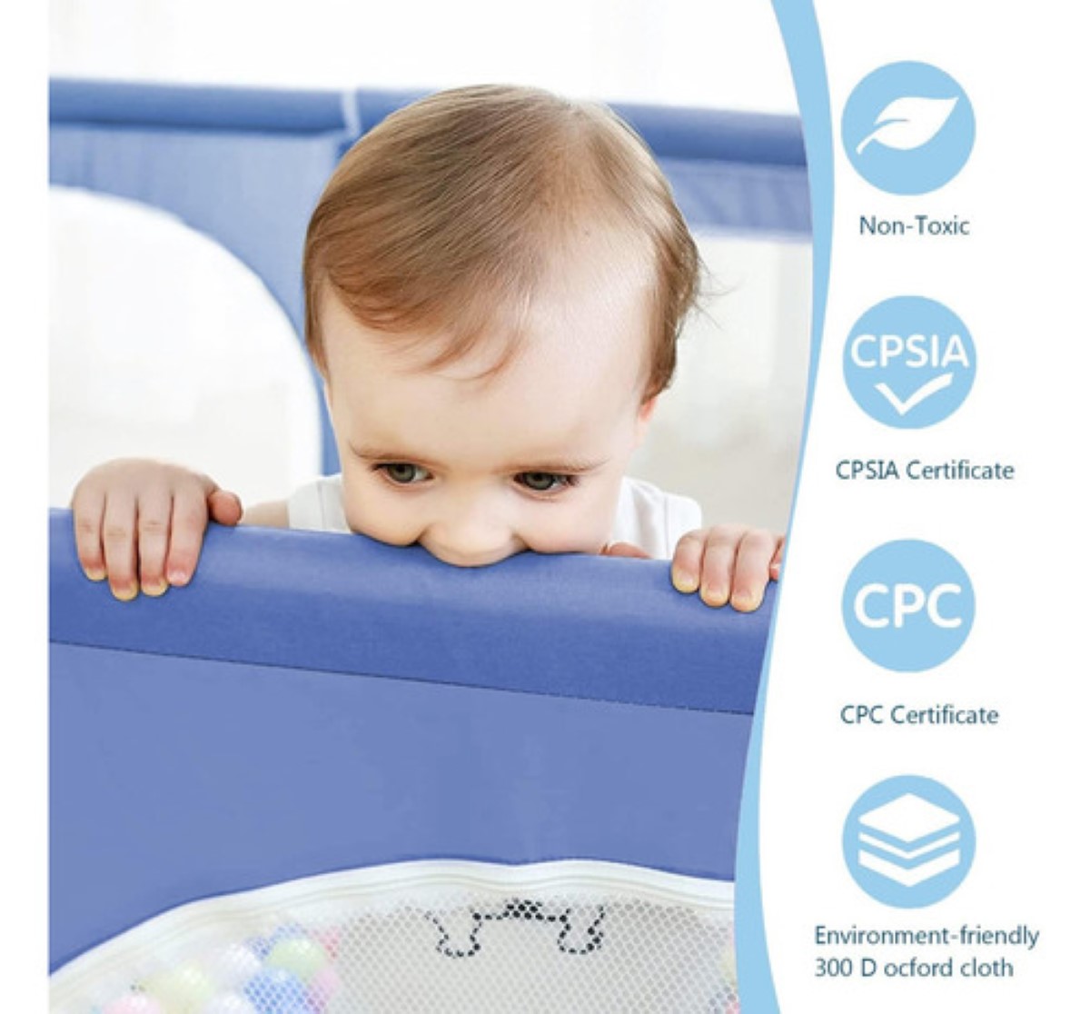 Corral Para Bebes Corralito De Juegos Plegable Con 60 Pelota azul amarillo