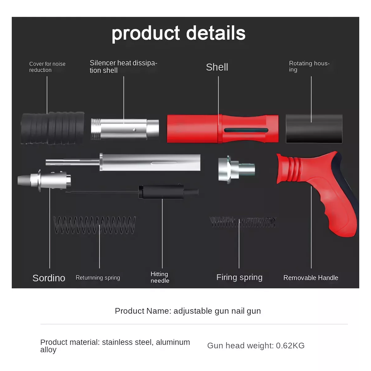 Kit Pistola De Clavos Para Pallets Fijacion Portátil/130 Clavos