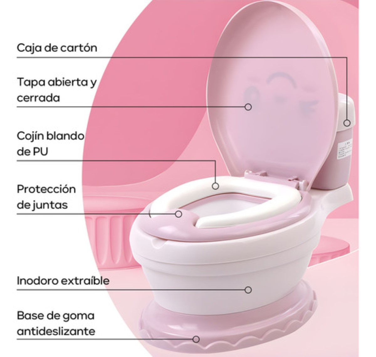 Tapa Bacinica Entrenador Para Niño Asiento Acojinado Y Tapa rosa/blanco