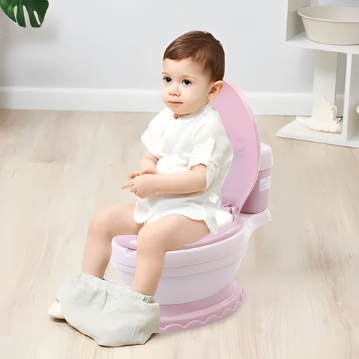 Tapa Bacinica Entrenador Para Niño Asiento Acojinado Y Tapa rosa/blanco