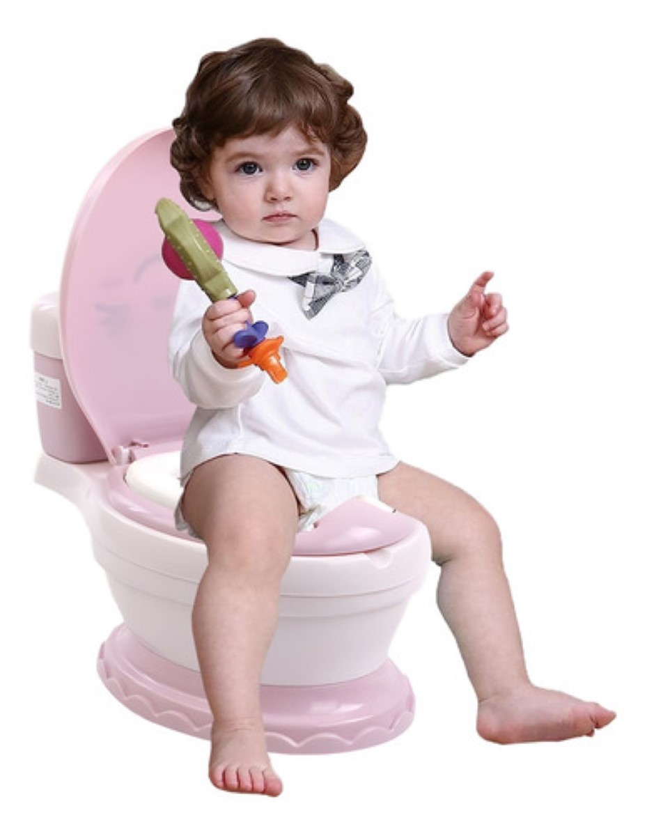 Tapa Bacinica Entrenador Para Niño Asiento Acojinado Y Tapa rosa/blanco