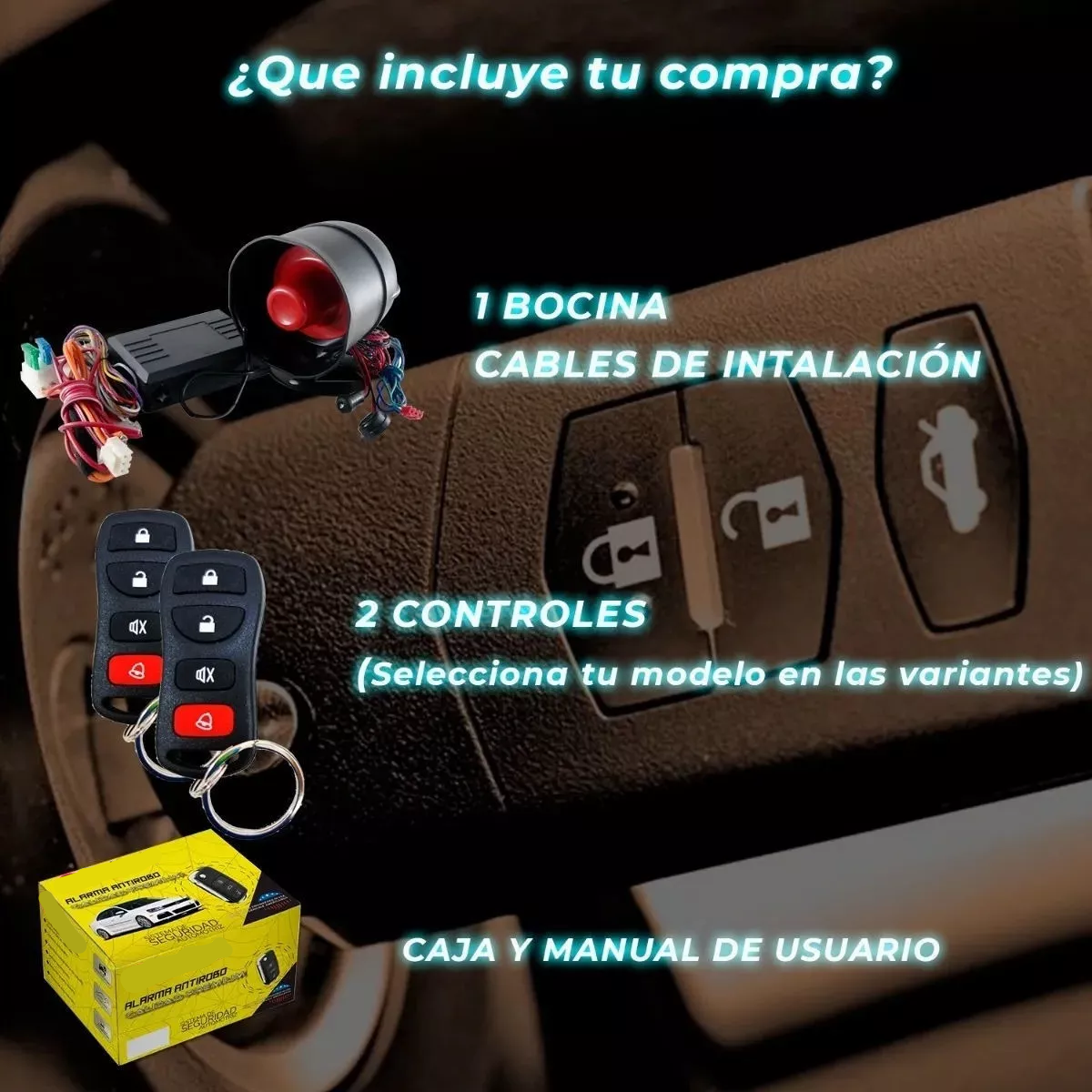 Alarma Automotriz Universal Con 2 Llaves Mando A Distancia
