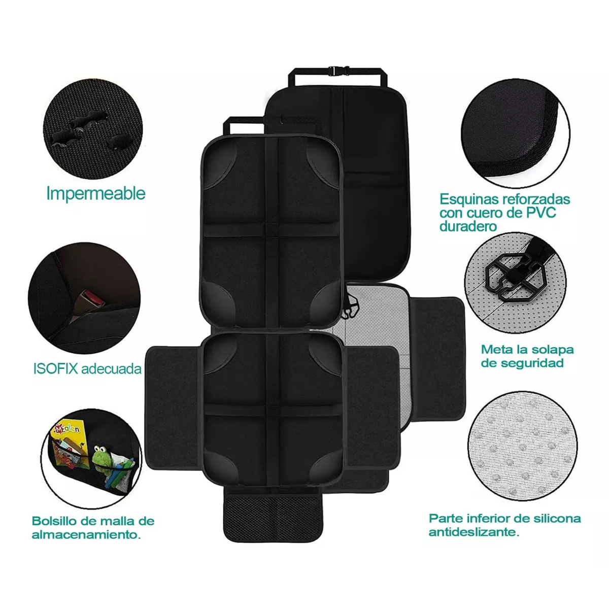 Funda Para Asiento De Auto Protector De Asiento 2 Piezas Negro