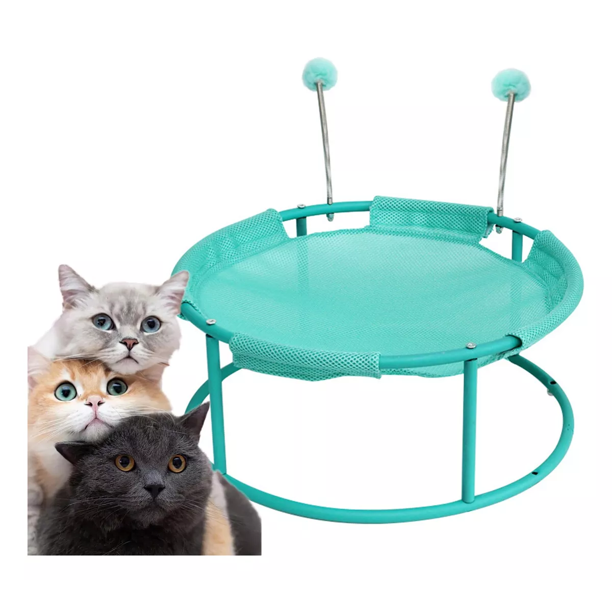 Hamaca Redonda Para Gatos Desmontable Turquesa