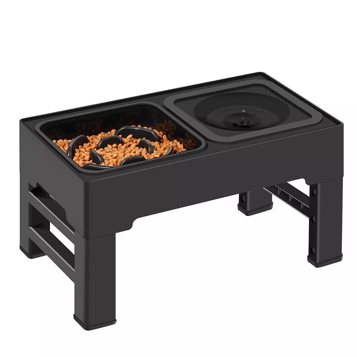 Comedero Elevado Para Perro Perros Mascota,altura Ajustable Negro