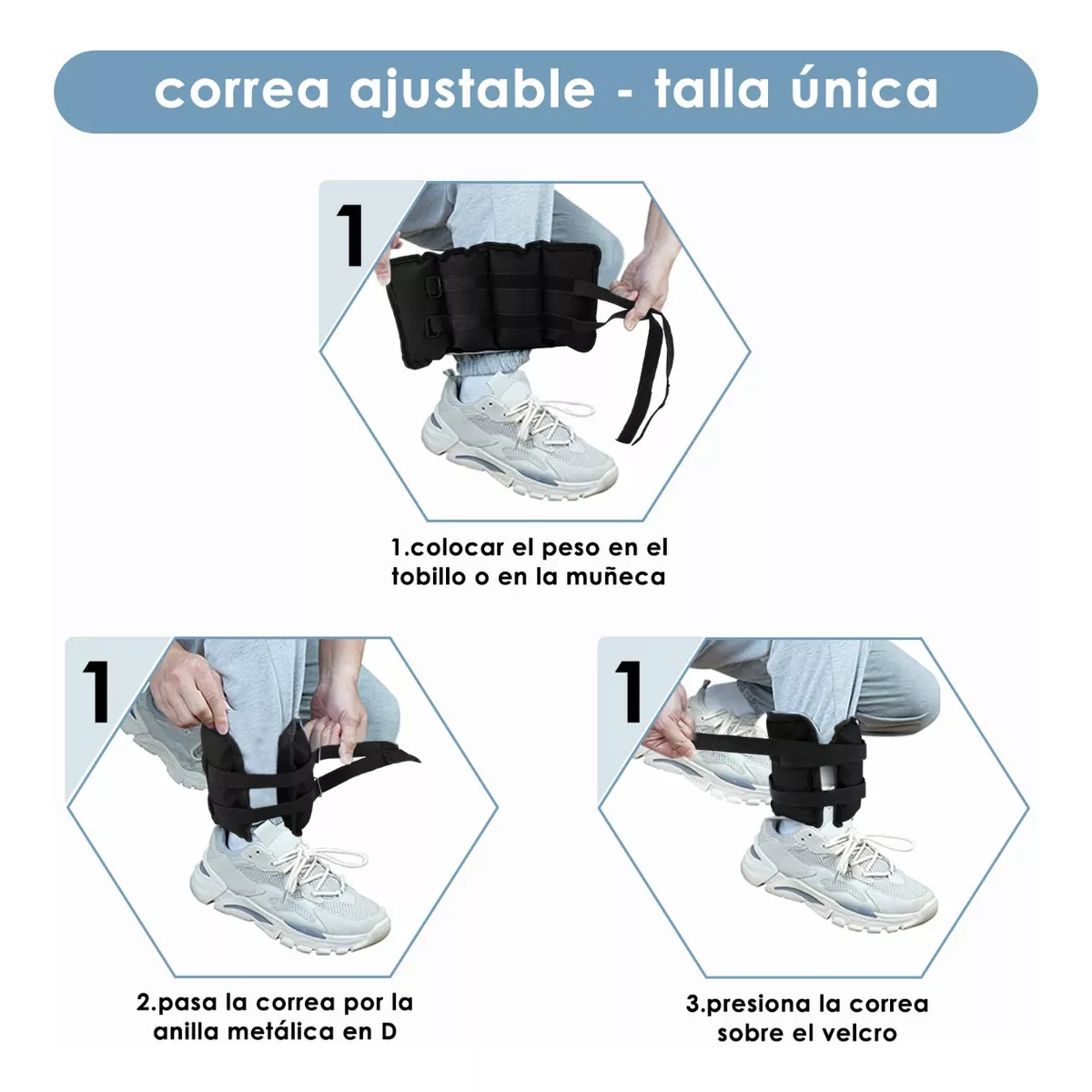 Polainas Tobillo Munequeras Pesas Ajustables Peso 1.5kg Negro