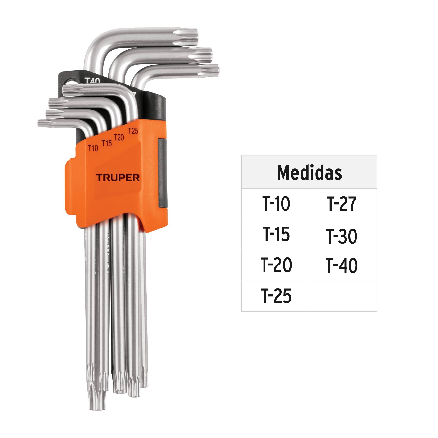 JUEGO DE 7 LLAVES TORX LARGAS CON ORGANIZADOR, TRUPER 15553
