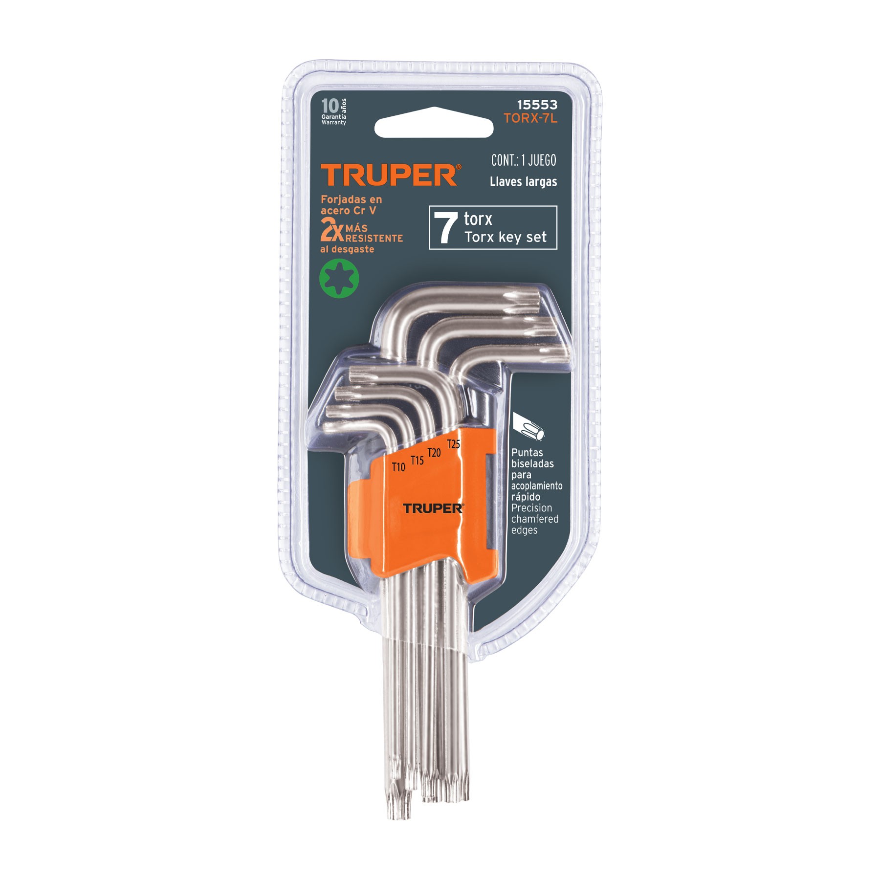 JUEGO DE 7 LLAVES TORX LARGAS CON ORGANIZADOR, TRUPER 15553