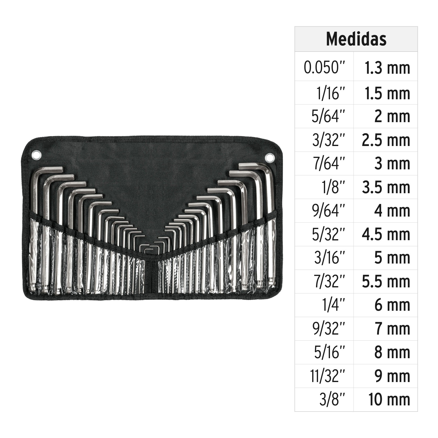 JUEGO 30 LLAVES ALLEN LARGAS STD Y MM PUNTA BOLA, ESTUCHE TRUPER 15562