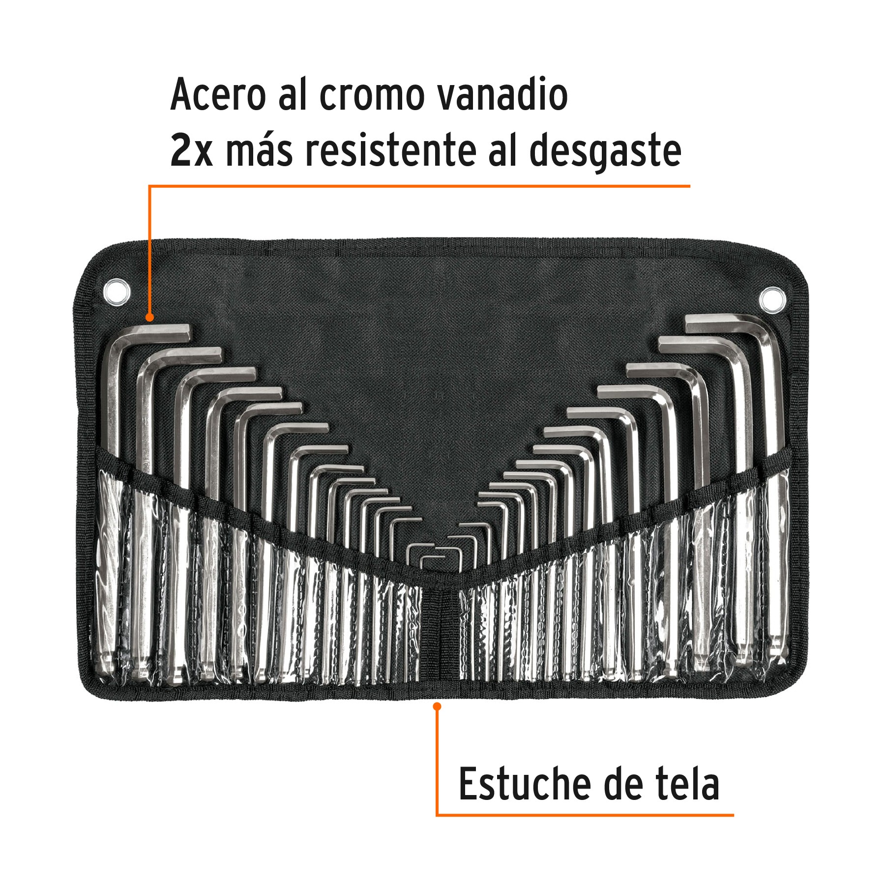 JUEGO 30 LLAVES ALLEN LARGAS STD Y MM PUNTA BOLA, ESTUCHE TRUPER 15562