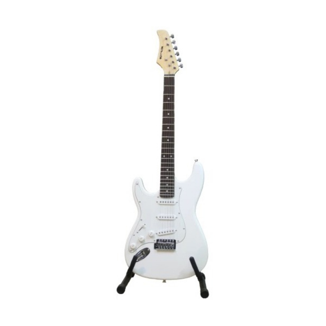 Paquete De Guitarra Eléctrica Bellator Zurda Blanca 