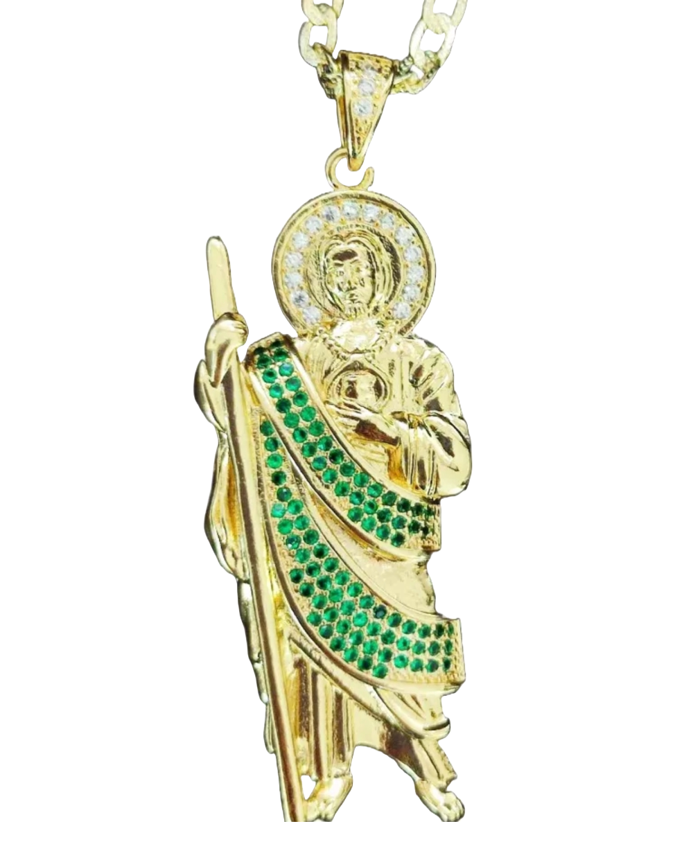 Collar de San Judas Tadeo XL. oro laminado de 18 kilates, 