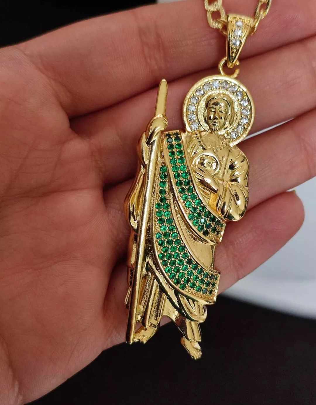 Collar de San Judas Tadeo XL. oro laminado de 18 kilates, 