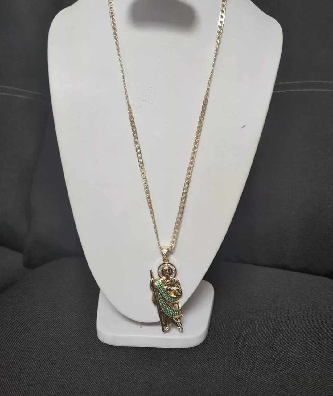 Collar de San Judas Tadeo XL. oro laminado de 18 kilates, 