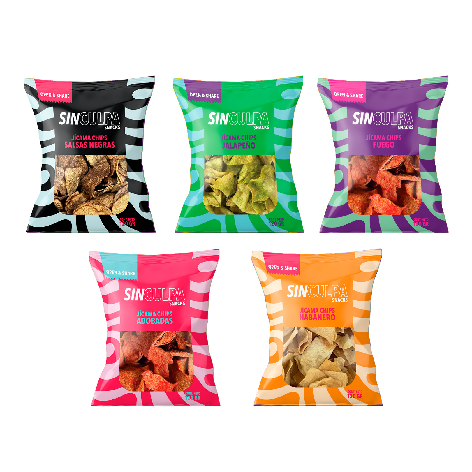 Snack Jicama deshidratado | 5 Bolsas x 120gr | Snacks Saludables | Botanas Saludables | Hotspicy Pack