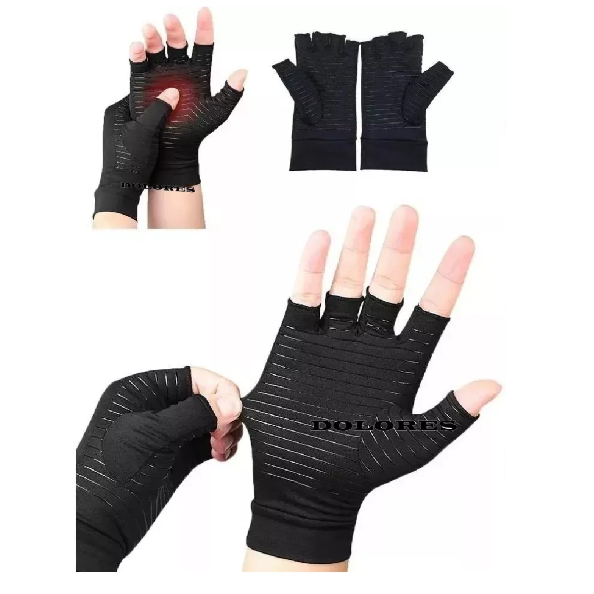 Guantes De Compresión P/artritis, Fibra Cobre Alivia Dolor Negro S