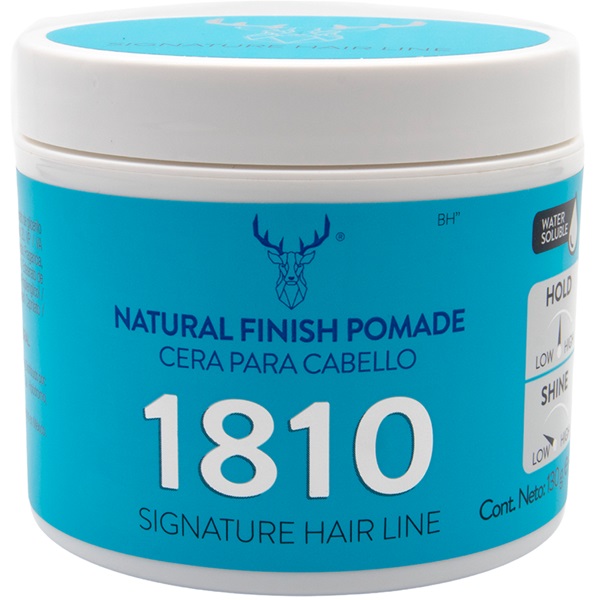 1810 NATURAL FINISH POMADE. CERA PARA CABELLO FIJACIÓN MEDIA BRILLO NATURAL. BASE AGUA.