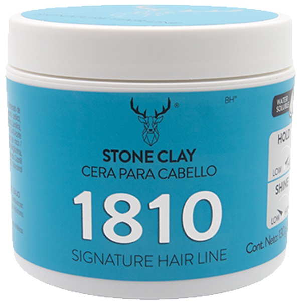 1810 CERA PARA CABELLO STONE CLAY POMADE. CERA PARA CABELLO FIJACIÓN MUY ALTA BRILLO NATURAL. BASE AGUA.	