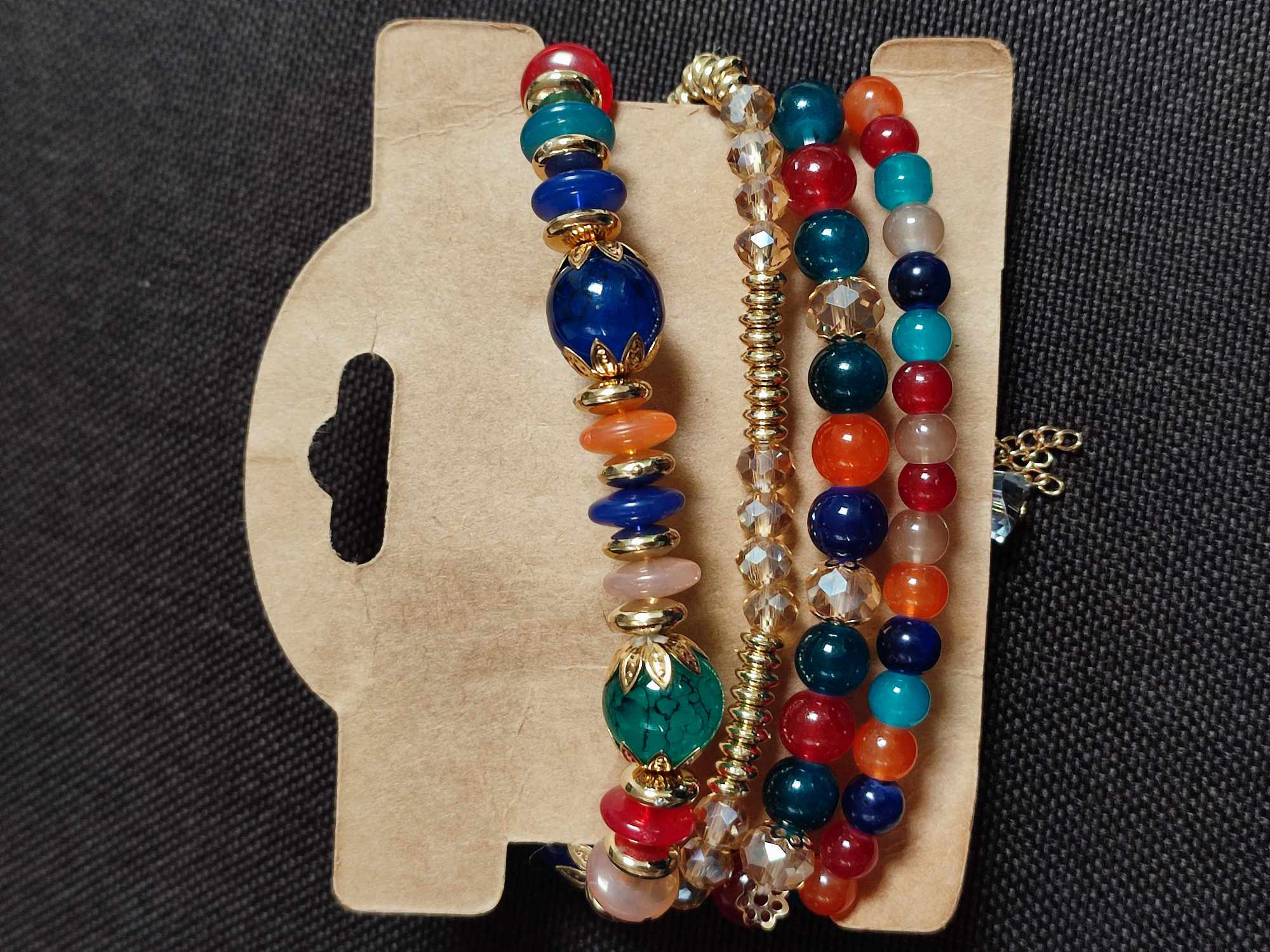 Set de 4 pulseras elasticas de colores verdes terracota, varios colores