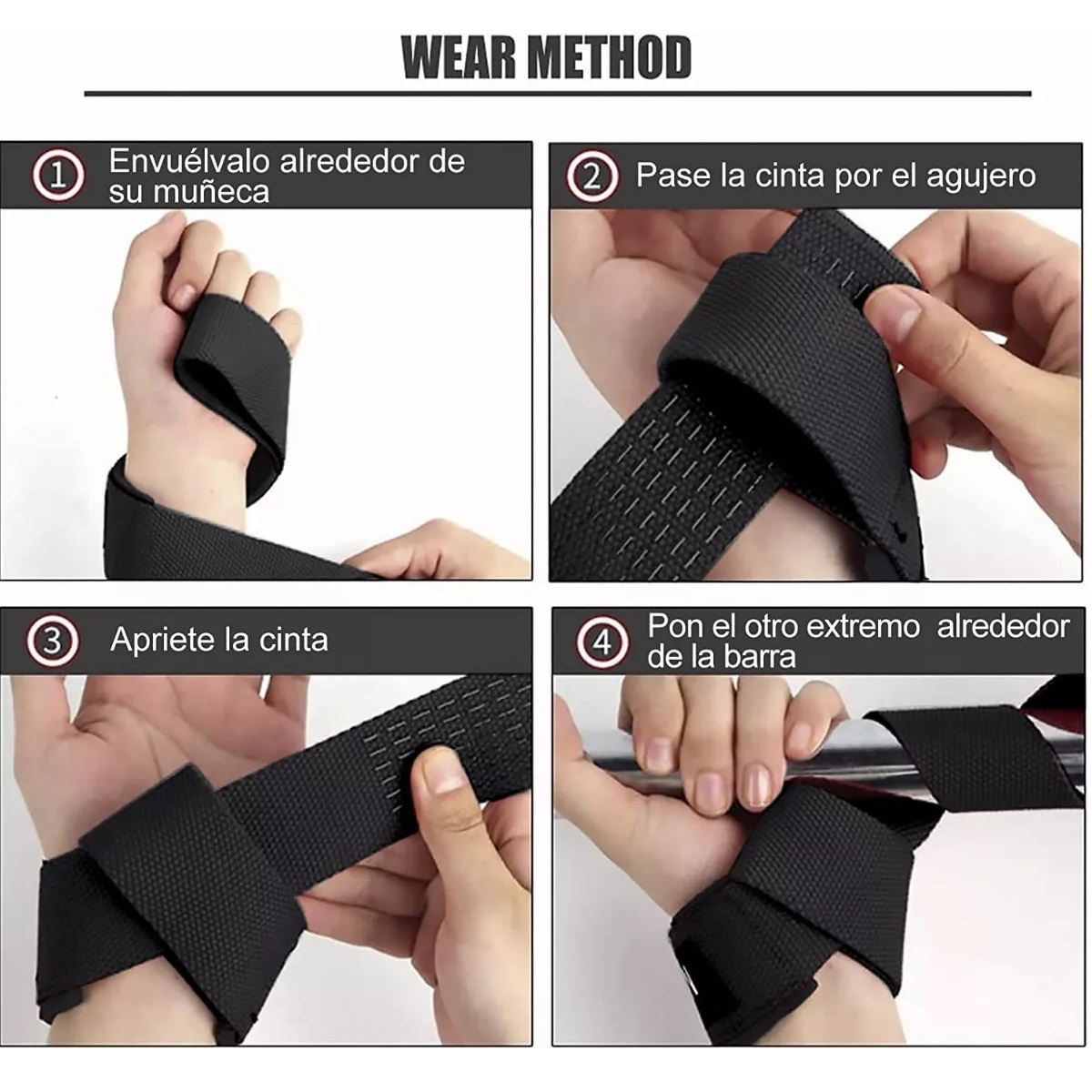 Straps Muñequera Gym Crossfit Pesas Lifting Fitness Cinta Negro