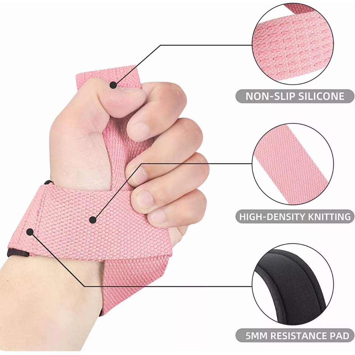 Straps Muñequera Gym Crossfit Pesas Lifting Fitness Cinta Rosa