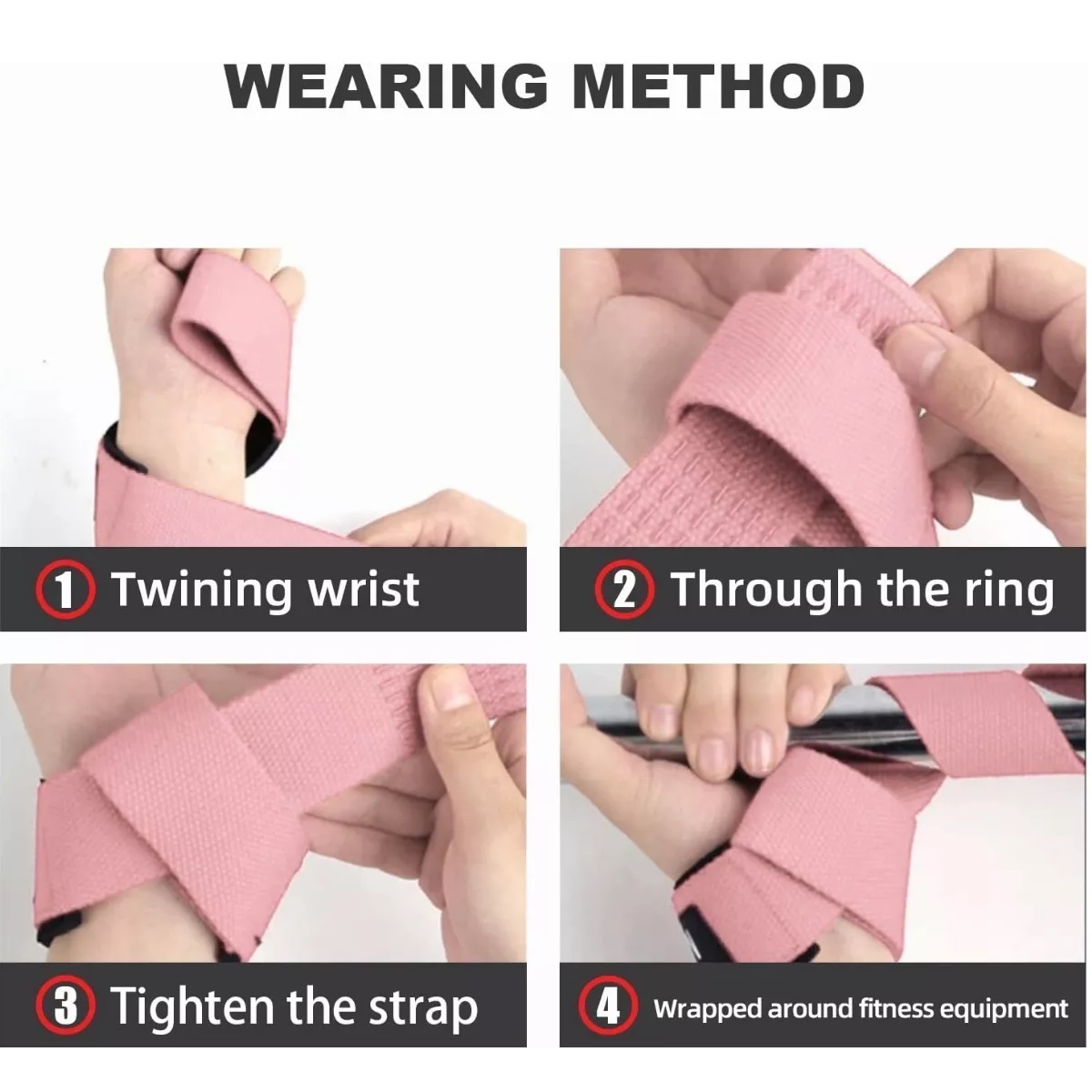 Straps Muñequera Gym Crossfit Pesas Lifting Fitness Cinta Rosa