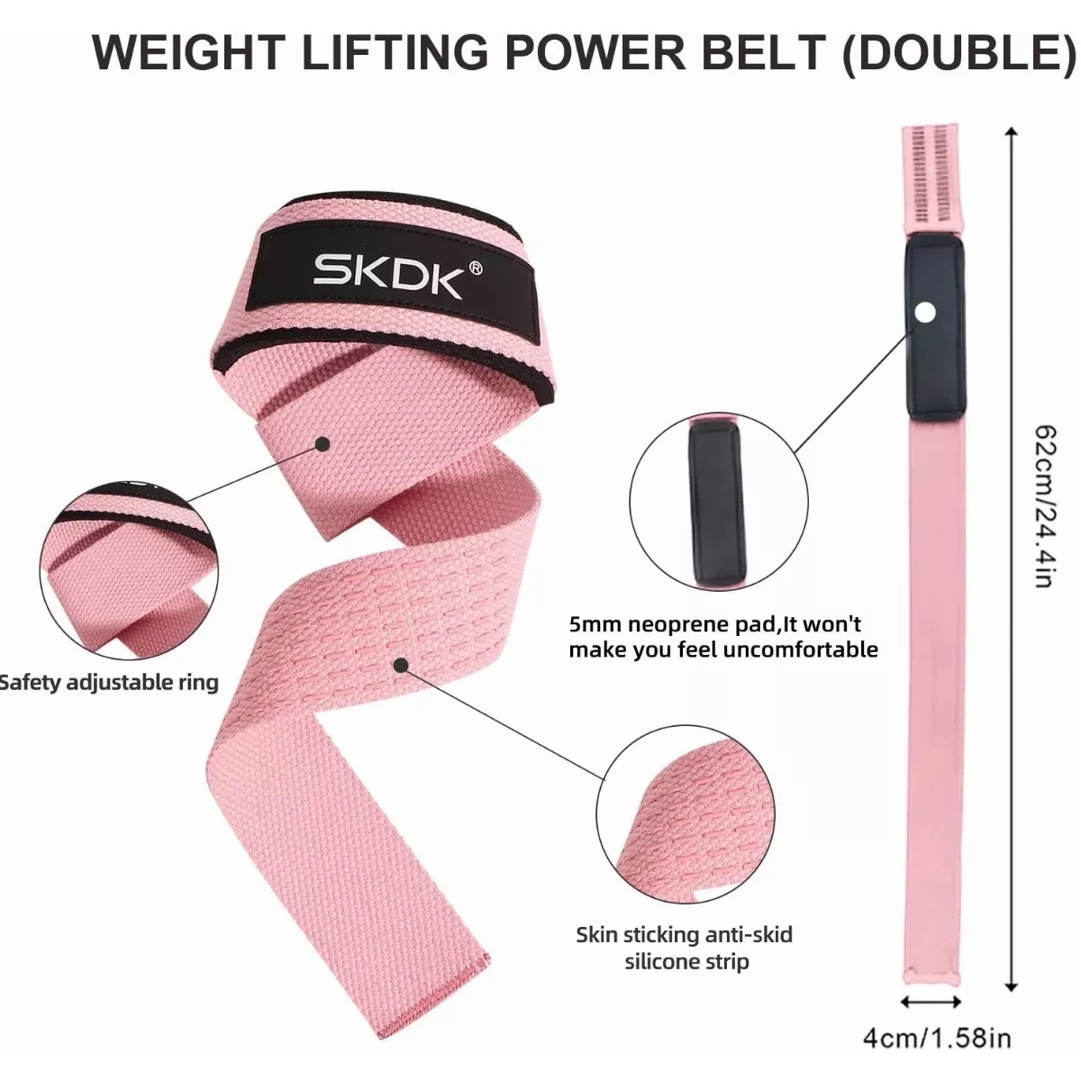 Straps Muñequera Gym Crossfit Pesas Lifting Fitness Cinta Rosa