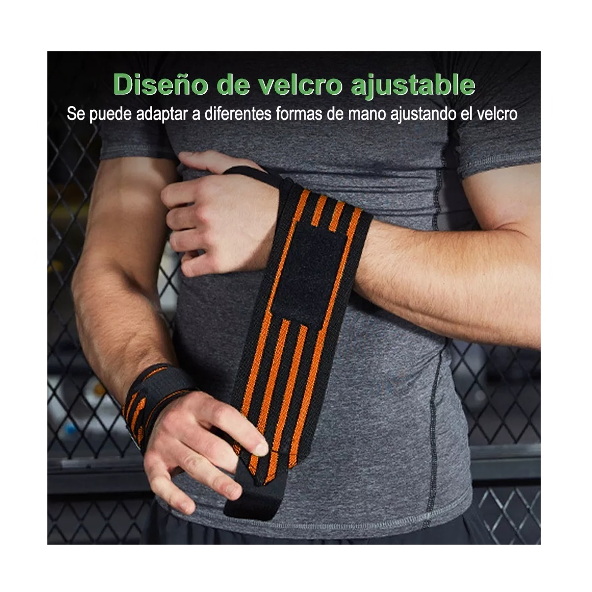 Par De Muñequera De Fitness Alta Calidad Elástico Gimnasio Naranja