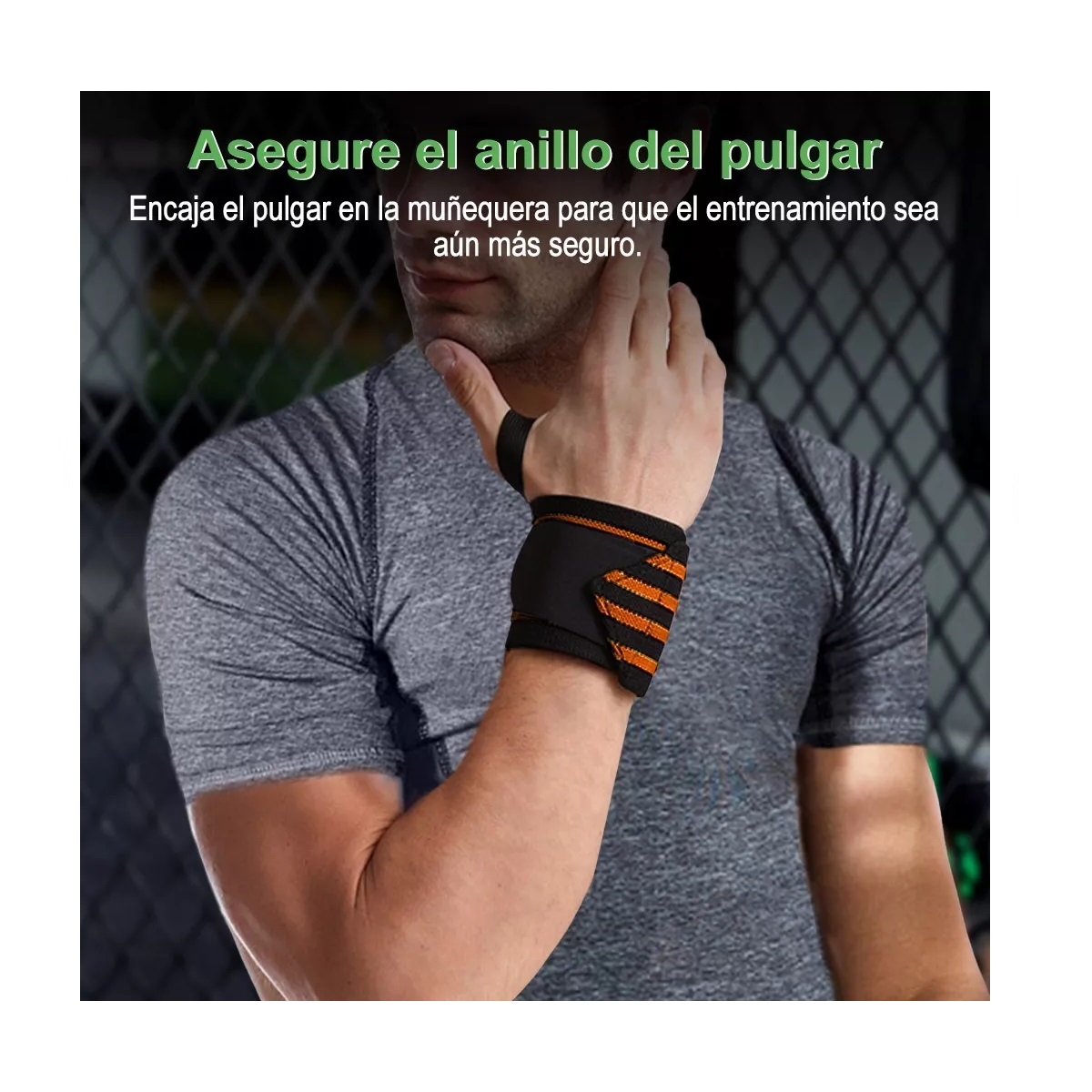 Par De Muñequera De Fitness Alta Calidad Elástico Gimnasio Naranja