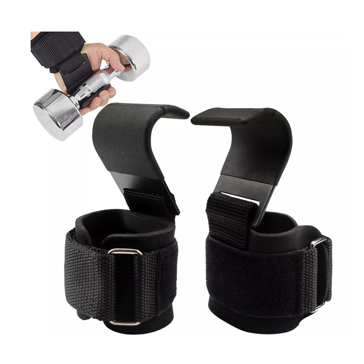 Strap Gancho Muñequera Gym Crossfit Pesas Deportiva Gimnasio Negro
