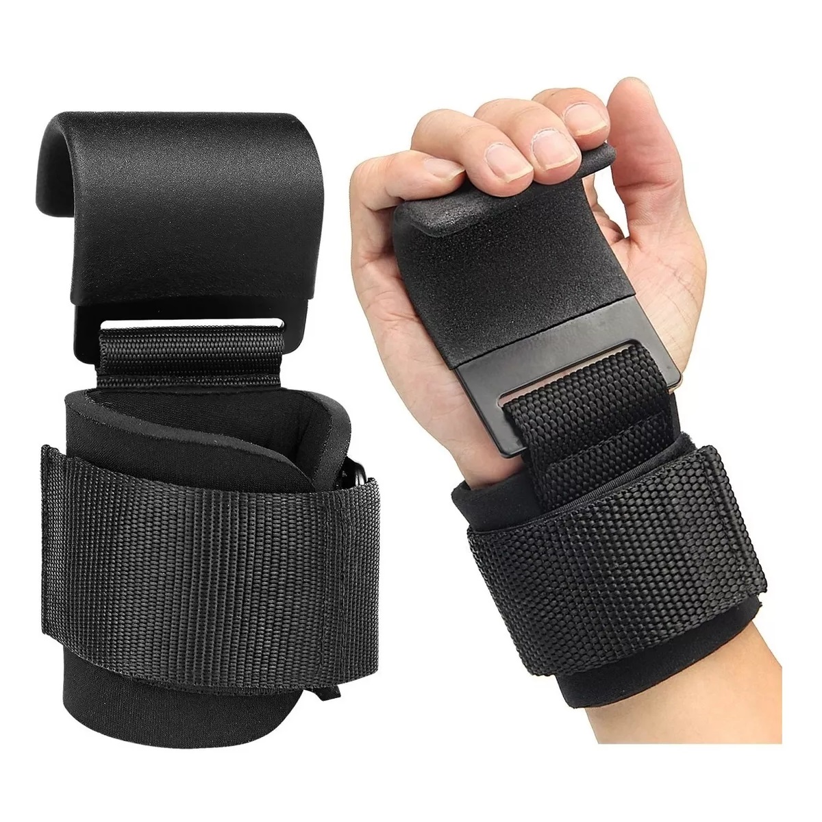 Strap Gancho Muñequera Gym Crossfit Pesas Deportiva Gimnasio Negro