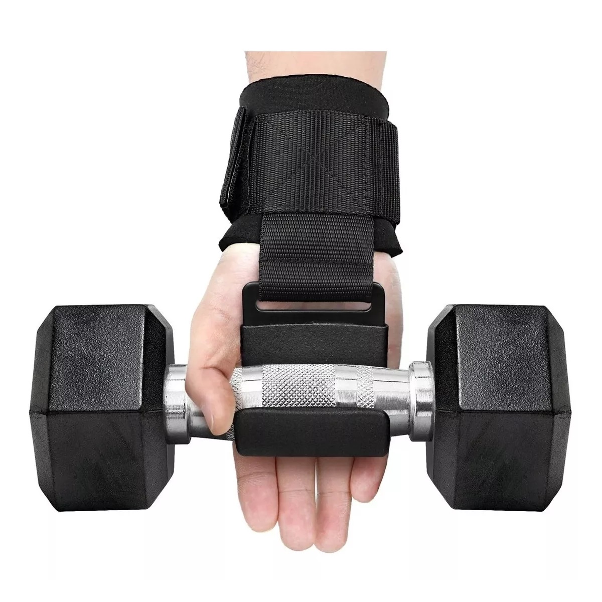 Strap Gancho Muñequera Gym Crossfit Pesas Deportiva Gimnasio Negro