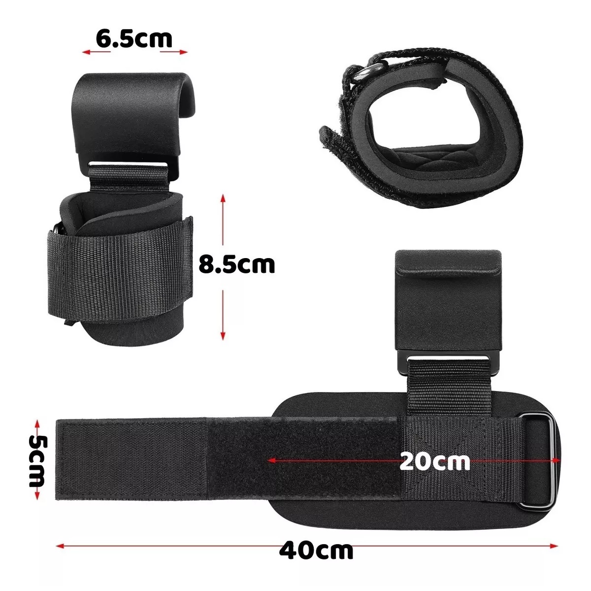 Strap Gancho Muñequera Gym Crossfit Pesas Deportiva Gimnasio Negro