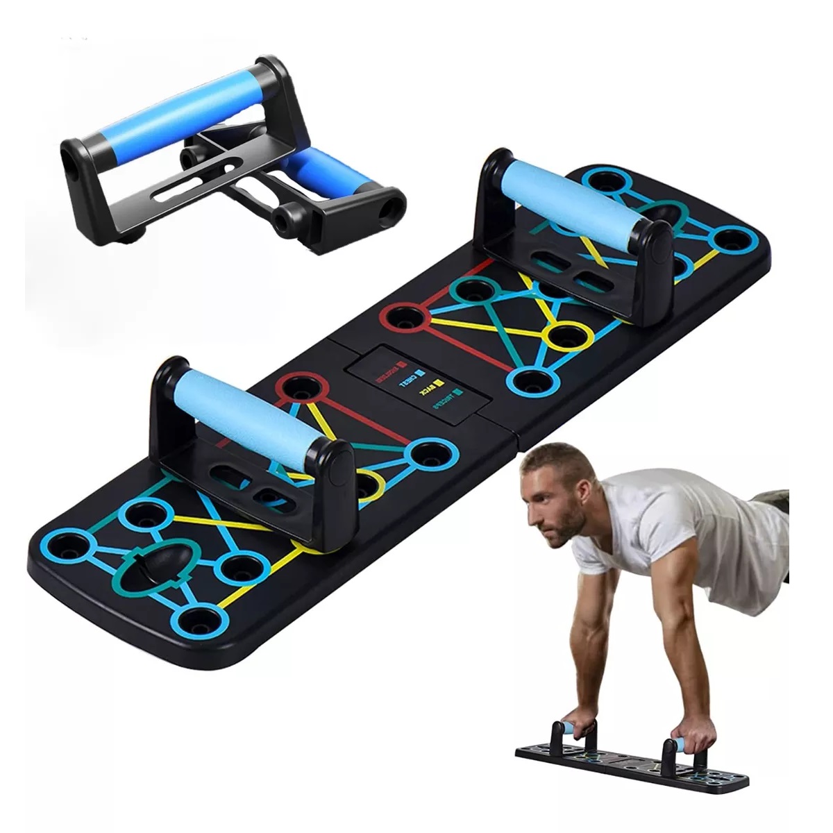 Tablero Lagartijas Pecho Hombro Espalda Ejercicio Muscular Manija Azul