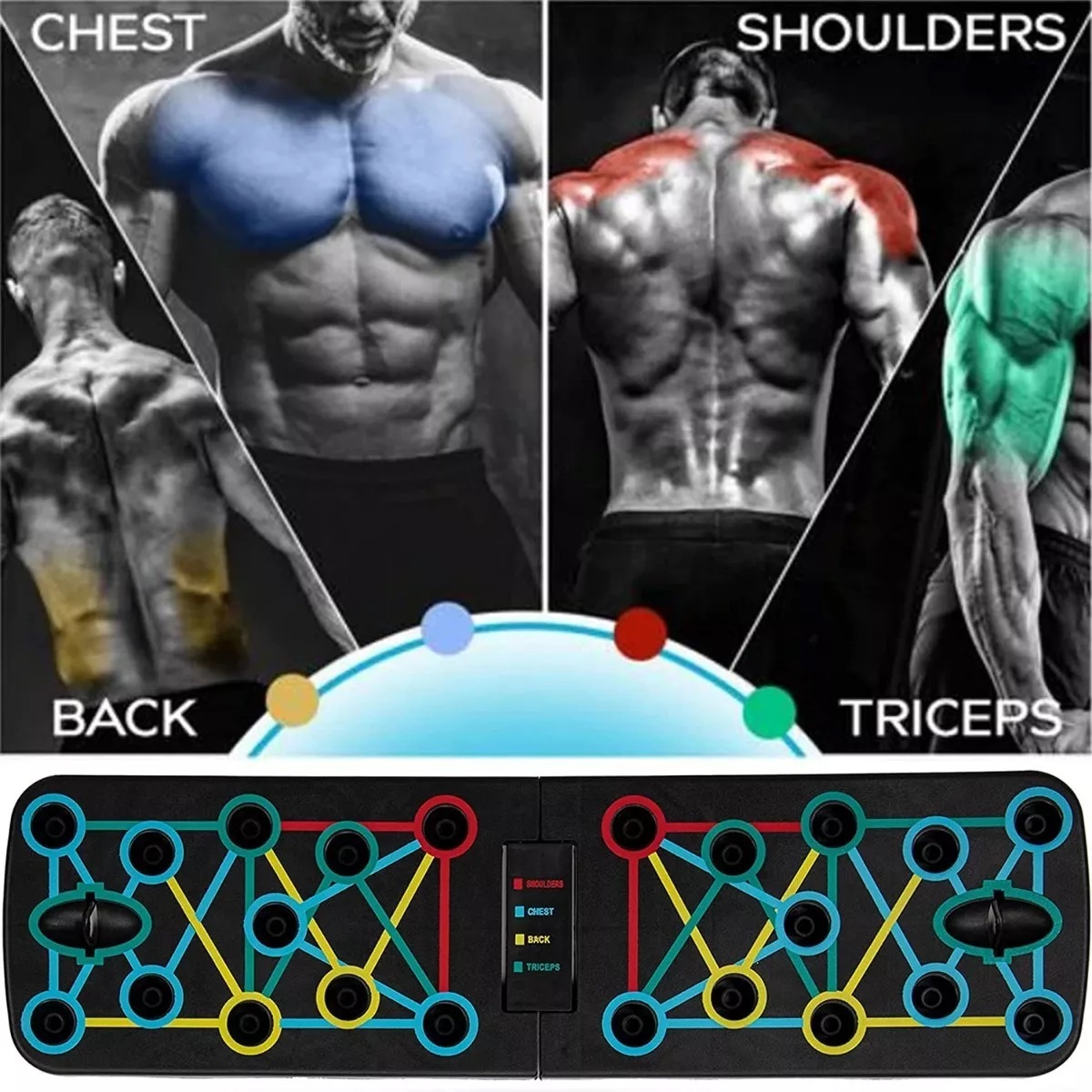 Tablero Lagartijas Pecho Hombro Espalda Ejercicio Muscular Manija Azul