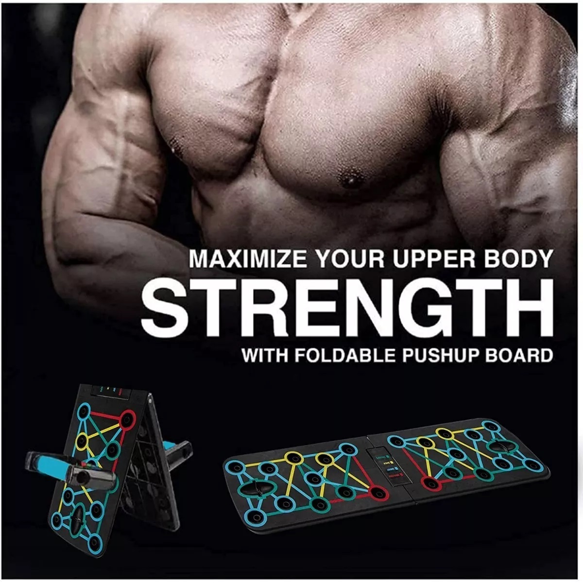 Tablero Lagartijas Pecho Hombro Espalda Ejercicio Muscular Manija Azul